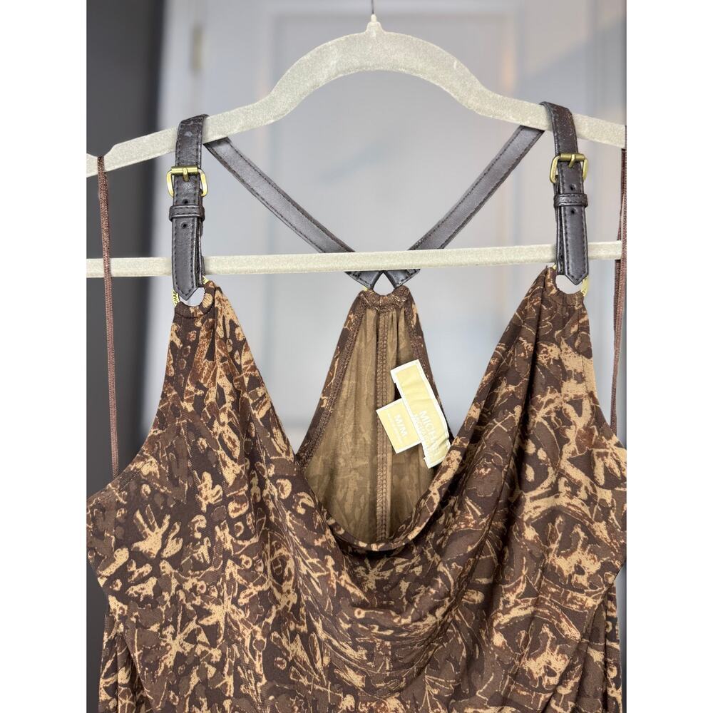 Michael Kors adjustable leather buckle straps draped neckline Fair condition - Picture 3 of 8